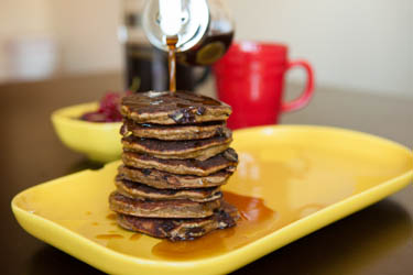 Paleo Mocha Chip Pancakes with Espresso Syrup | Plaid and Paleo