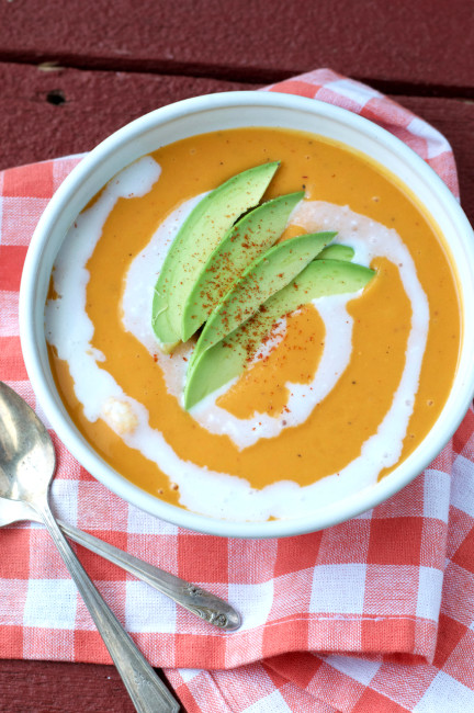 Vegan Spicy Sweet Potato Soup | Plaid and Paleo