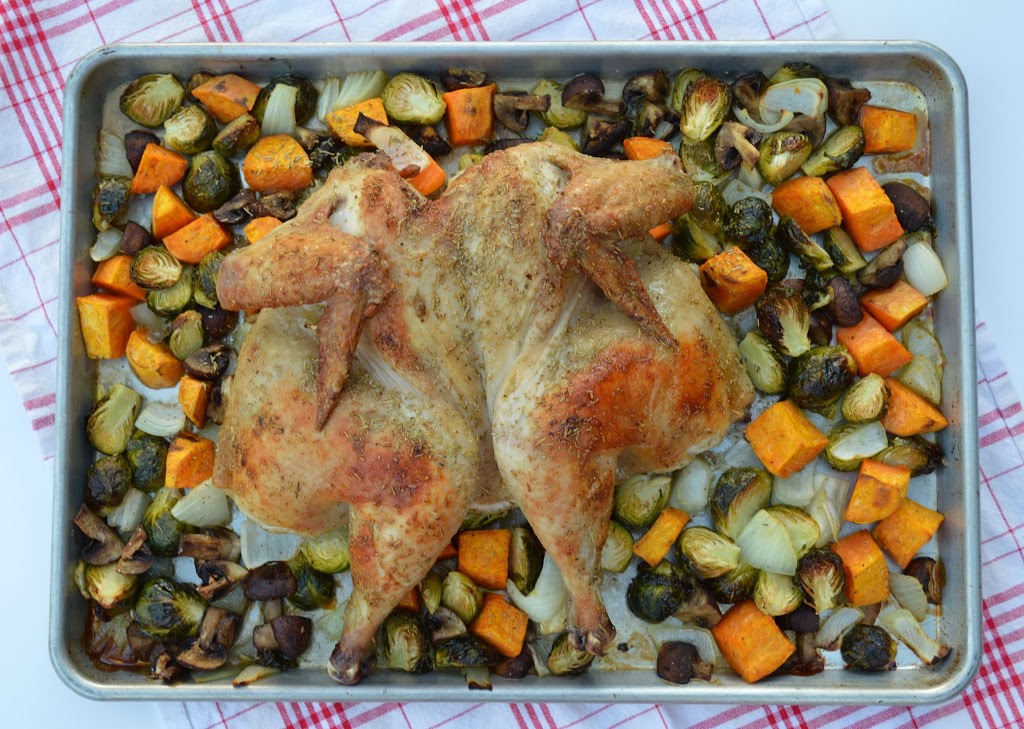 Simply Roasted Chicken and Fall Veggies | Plaid and Paleo