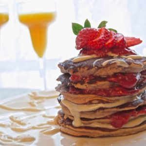 Strawberry Cream Cheese Pancake Stack | Plaid and Paleo