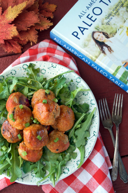 Paleo Buffalo Chicken Meatballs from All-American Paleo Table | Plaid and Paleo