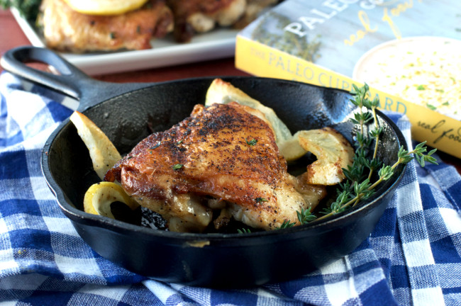 Lemon and Thyme Chicken Thighs from The Paleo Cupboard Cookbook Sneak Peak Recipe