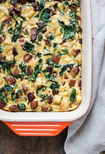 Breakfast Casserole with Bacon, Sausage, Sweet Potato and Kale | 25+ Whole30 Breakfast Casseroles
