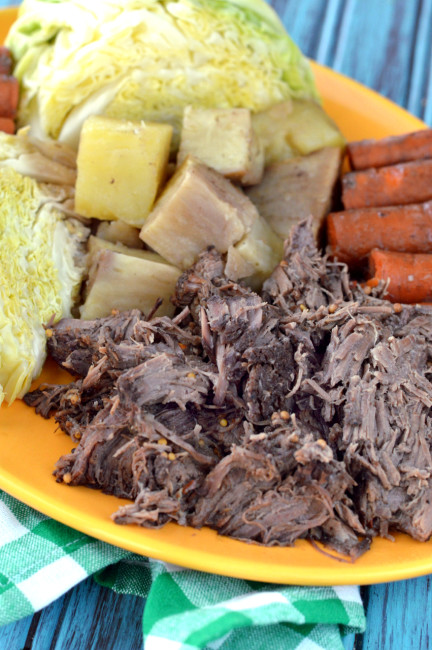 Crockpot Corned Beef with Potatoes, Carrots and Cabbage | Plaid and Paleo