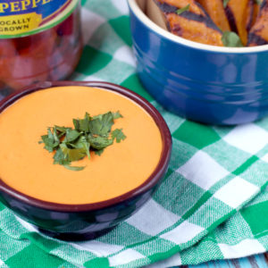 Grilled Sweet Potato Wedges with Southwest Roasted Red Pepper Dip | Plaid and Paleo