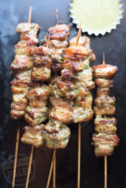 30+ Paleo Kabobs | Grilled Pork Belly with Chimichurri Sauce