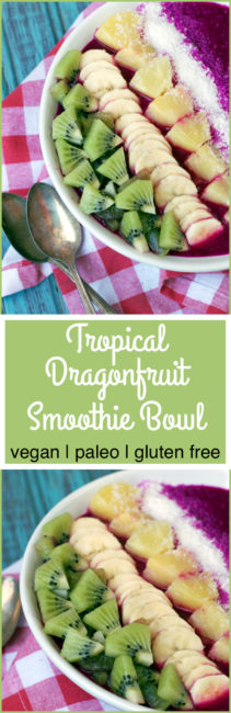 Vegan Tropical Dragonfruit Smoothie Bowl | Plaid and Paleo