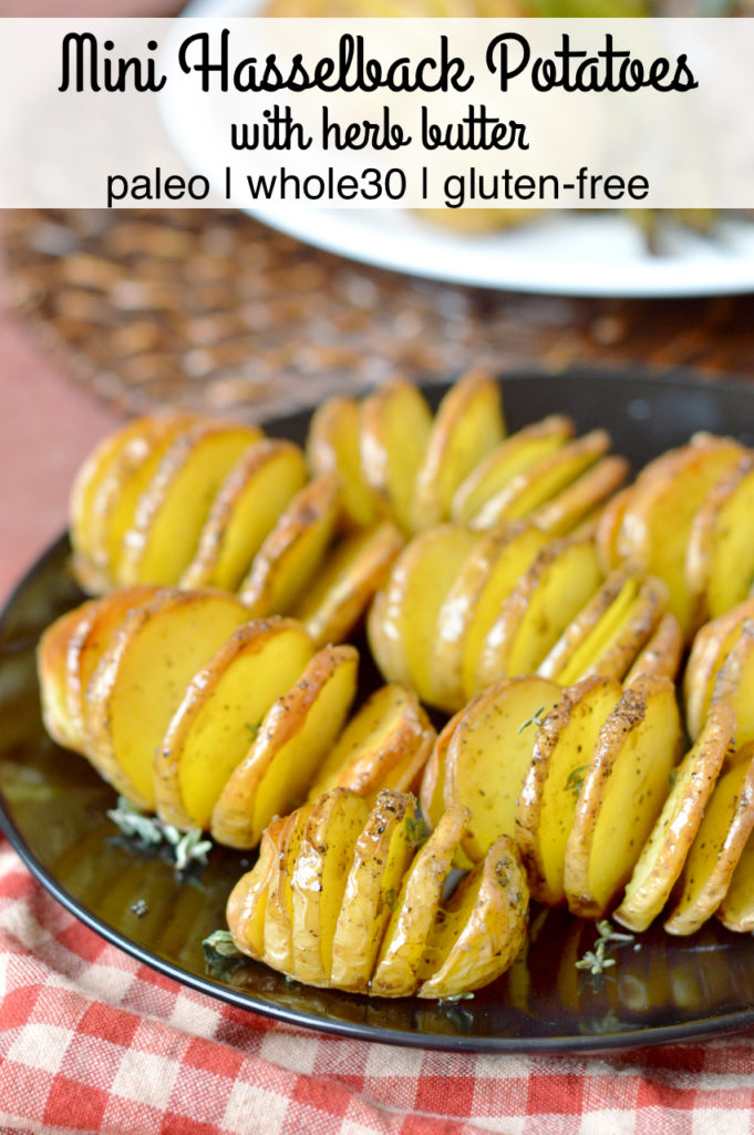 Mini Hasselback Potatoes with Herb Butter | Plaid and Paleo