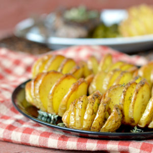 Mini Hasselback Potatoes with Herb Butter | Plaid and Paleo