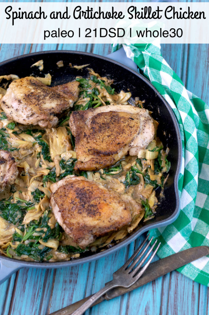 Paleo Spinach and Artichoke Skillet Chicken | Plaid and Paleo