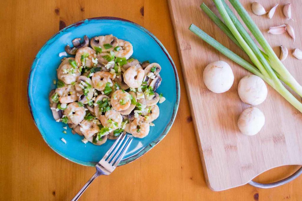 Keto Asian Shrimp and Mushroom Stir-fry | Plaid and Paleo